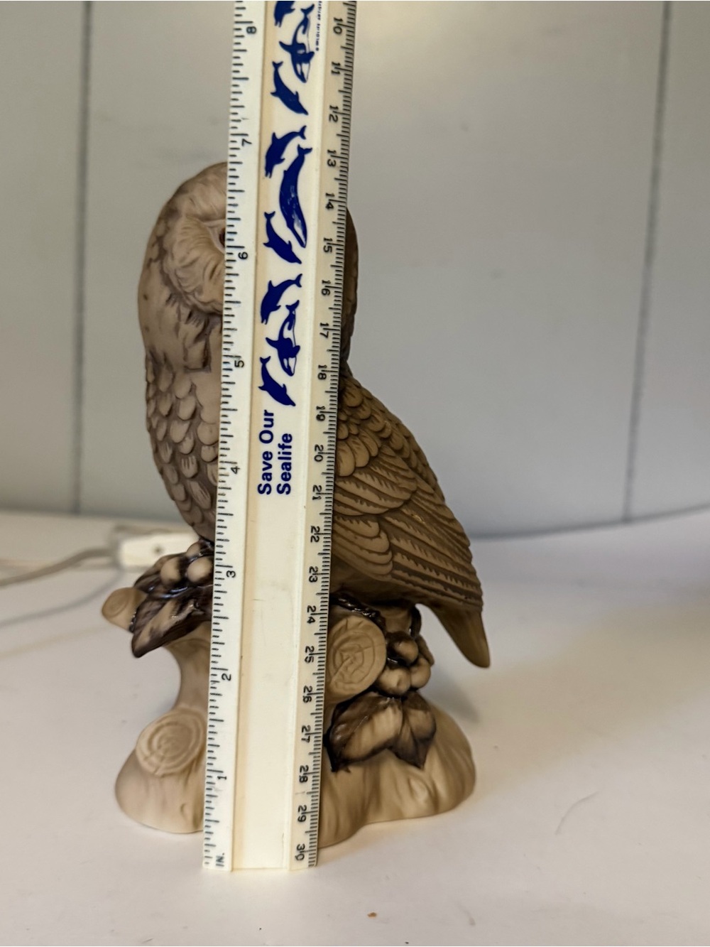 Mid Century Lund's Lites Owl Ceramic Figurine Bird Sculptures Night Light Statue - Picture 6 of 6